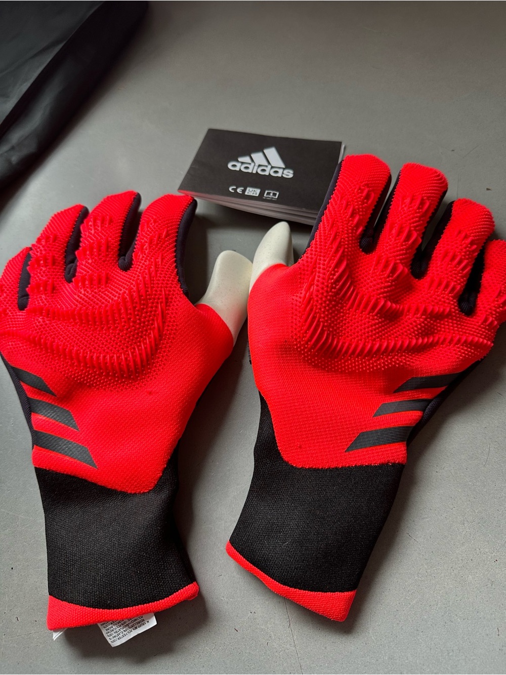 adidas Predator Goalkeeper Gloves in White and Black with Red Accent